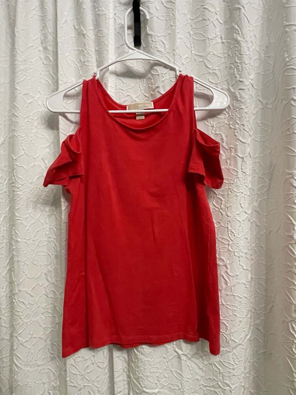 Michael Kors Cold Shoulder Top Size S Red Cotton Blend